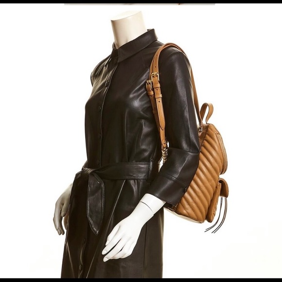 NWOT Rebecca Minkoff Edie Small Quilted Leather Backpack Bag Cool Tan AUTHENTIC - Picture 4 of 10